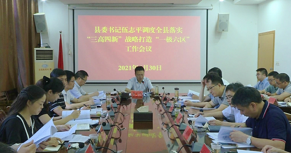 伍志平调度全县落实“三高四新”战略 打造“一极六区”工作